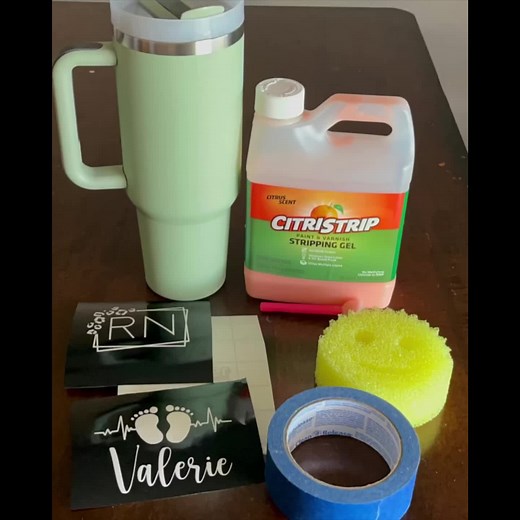 Tutorial instructions for etching with Citristrip. Message with questions. Follow for more tutorials##socalcraftvinyl##stanleydupes##citristrip##cricut##cricutcraft##cricutcrafting##redlandsca@@cricut