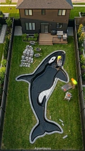 Orca Logo Backyard Koi Pond #koi #koipond #yinyangpond #timelapsebuild #orca