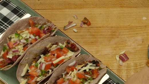 Ancho chili tacos with melting cheese