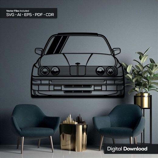 BMW E30 Vector Line Art | Car Sticker, Wall Art (digital Download) - Etsy