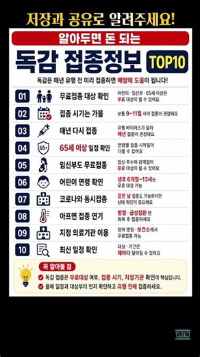 알아두면 돈 되는 [독감 접종정보] TOP10 #독감#감기#코로나#예방접종#백신#건강정보#감염병