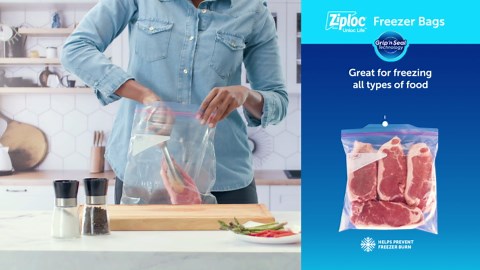 (2 pack) Ziploc Brand Pint Freezer Food Storage Bags, School Supplies, Grip 'n Seal Technology, Zipper, 20 Count
