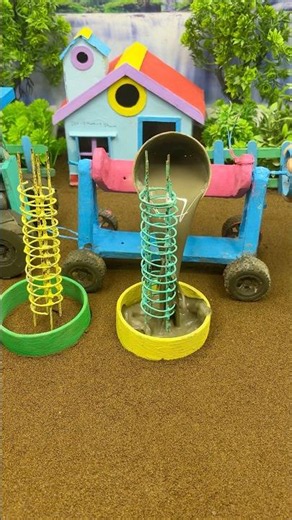 😱 Real Working Mini Tractor Making Cement Pillar | Amazing DIY Construction Machine 🚜#shorts