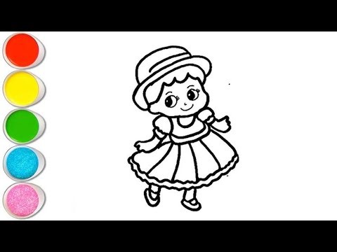 Cute Doll Drawing and Coloring for Kids 🎨
