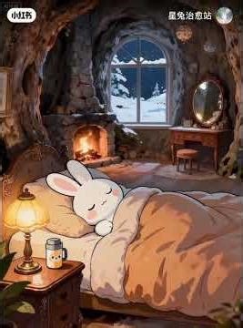 On a cold, snowy day, the rabbit was sleeping soundly in its warm bed.