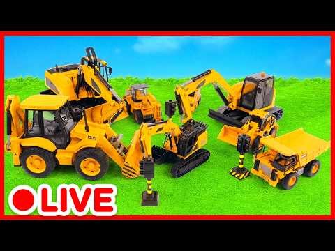 🔴 LIVE! Trucks & Excavators on BIG Rescue Mission | Cars for toddlers | Cartoon for kids | Kidibli