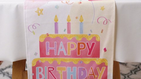 Happy Birthday Table Runner Cake Balloon Ribbons Glitter Runner Kitchen Dining Table Decorations Home Party Celebrating 13x72 Inch