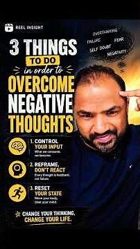3 Things to do to Overcome Negative thoughts. ✨️✨️😊😊#selfimprovement #mindset #PositiveMindset