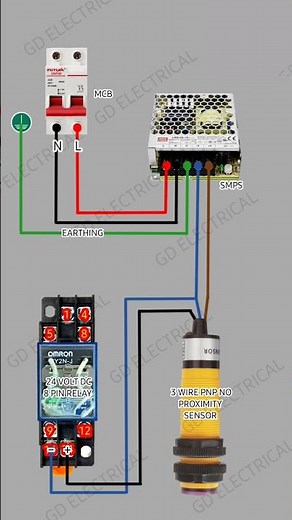how to use a 3 wire proximity sensor to hold a relay #proximitysensor #sensor #relaywiring #relay