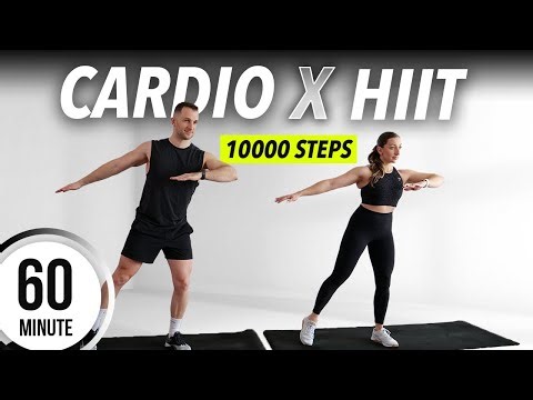 1 Hour Cardio HIIT Workout at home - 10000 steps for Fat Burn (No equipment)