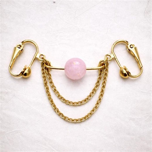 Rose Quartz Non Piercing Labia Clip, Gold Chain Labia Jewelry, Clip on Intimate Body Jewelry - Etsy UK