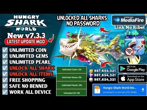 Hungry Shark World Mod Apk V7.3.3 Terbaru 2025 - Unlimited Coins Gems & Unlock All Shark