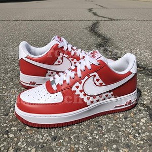 Hand Customized Valentine AF1, Red and White Air Force 1 With Heart Pattern, Couple Sneakers Gift - Etsy