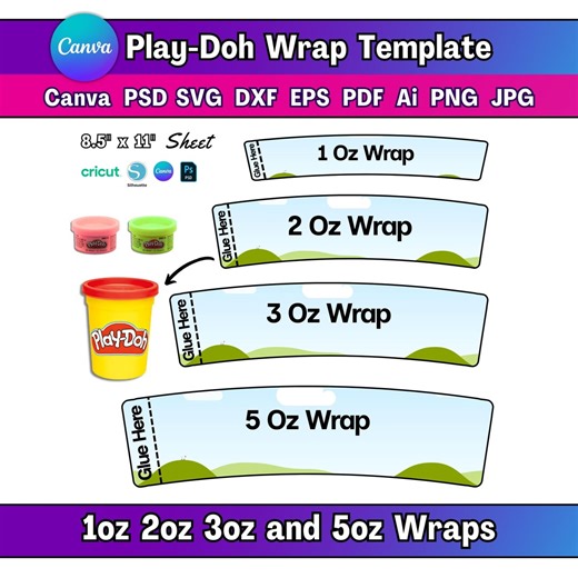 Play Doh Wrap Template Editable Playdoh Activity Box Party Favor Template DIY Kids Coloring Box SVG Cricut Silhouette Blank Favor Box File - Etsy