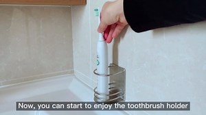 Toothbrush Holder Wall Mounted, Bathroom Storage Stand for Razor, Toothpaste - Self Adhesive, Stainless Steel, Silver