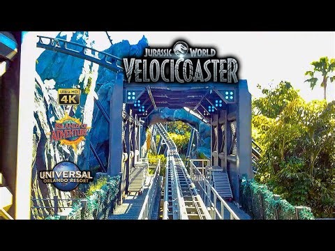 [4k] Jurassic World Velocicoaster - Full Front row (60fps) POV