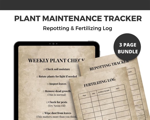 Plant Maintenance Tracker Minimalistic Printable | Repotting Log | Fertilizing Log | Houseplant Care Organizer - Etsy