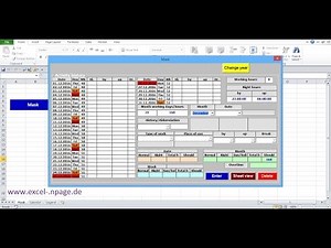 4_Create time tracking application in Excel itself. Create sheet calendar and field of activity.