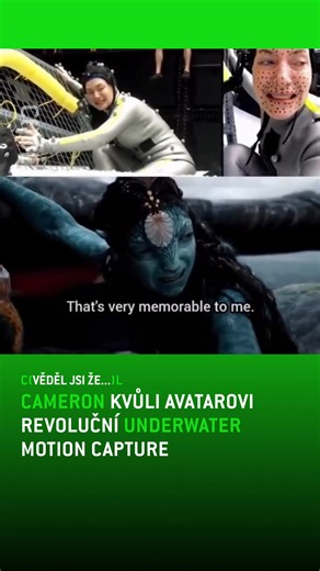James Cameron kvůli filmu Avatar: The Way of Water posunul filmovou technologii o level výš. Vyvinul speciální underwater motion capture, díky kterému herci skutečně hráli pod vodou a jejich mimika i pohyb se zachytily bez CGI triků navíc. 🔥 Viděli jste už Avatar 3? 👀 #primacool | Prima COOL