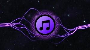 Music Note Animation Sound Wave Icon Purple Background Space