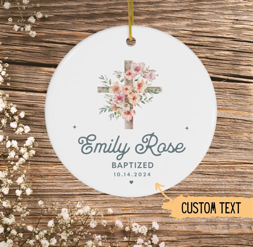 Personalized Floral Cross Baptism Ornament,dedication Gift,adult Baptism Gift,gift for Goddaughter,catholic,teen Baptism Gift,girl Baptism - Etsy