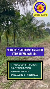 300-Acre Rubber Plantation for Sale in Hebri, Karnataka! 🌴 Location: Hebri, Karnataka (Near Mangalore) 💼 Property ID: 324 🏞️ Total Area: 300 acres 🌱 Crop: Rubber with 58,000 trees (Age: 12.5 years) 💵 Annual Profit: ₹6.7 Cr (Income: ₹9.57 Cr, Expenses: ₹2.87 Cr) 👷 Managed by 25 skilled laborers with infrastructure: 1. 🏠 Manager’s House 2. 🏠 Labour Shed 3. 🏭 Tapping Shed Contact: Bhaskar Gandla 📞 95155 55576 #RubberPlantationForSale #HebriKarnataka #MangaloreLocation #300AcreLandForSale 