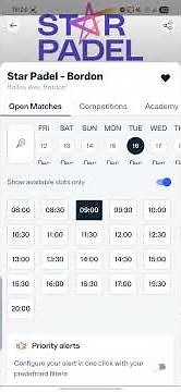 Open Matches on Playtomic