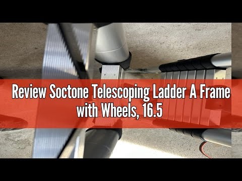 Review Soctone Telescoping Ladder A Frame with Wheels, 16.5 Ft Aluminum Extension Ladder, Portable T