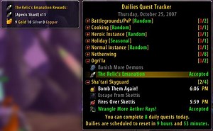 Dailies Quest Tracker file - World of Warcraft