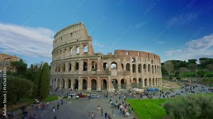 Coliseum, ancient monument of Roman Empire, world heritage site. Rome, Italy. Timelapse
