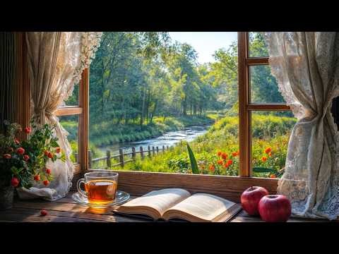 Spring Window ASMR Ambience🌷☕ Spring Nature Sounds (Birdsong + Stream,..) for Journaling & Unwind