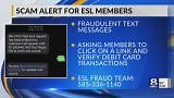 ESL alerts members of circulating fraud text