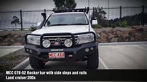 MCC 078-02 Rocker bar 3 loops , super tough Australian designed MCC 030-09 SR side steps and rails Finished in sand black color -Dual aerial mounts -Dual lights mounts -ADR approved for winch and air bag compatibility Call now for more info. #03 8 401 3691 #mcc4x4 #LC200s full bumper replacement | MCC 4x4 Accessories