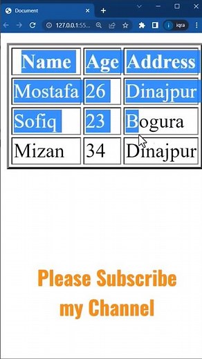 HTML table background color change || #tablebgcolor #shorts