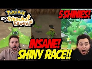 INSANE SHINY RACE! 5 SHINY POKEMON! aDrive vs Deathly in Pokemon Lets Go Pikachu and Eevee!