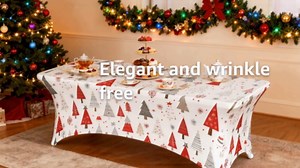 Spandex Tablecloth for Rectangular Tables Holly Leaves Fitted Tablecloth 6FT Stretch Spandex Table Covers for Folding Tables, Wrinkle Resistant Table Protector for Party Weddings BBQ