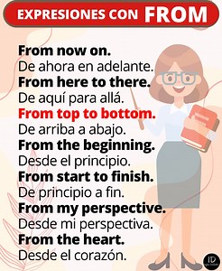 Expresiones con FROM (De, desde, por) Amplía tu vocabulario con frases y expresiones en inglés💪 Lista de palabras muy usadas🔥Frases de uso diario📗 📘Vocabulario muy usado que debes conocer✍️No te rindas, te lo debes🙏 #inglesfacil #inglesdefinitivo #ingles #adjectives #English #nouns #prepositions #conjuntions #verbs #irregularverbs #regularverbs #adverbs | Inglés Definitivo