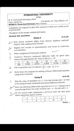 #Numerical method #NM#NM of civil 6th semester pu#2025 NM of 6th semester