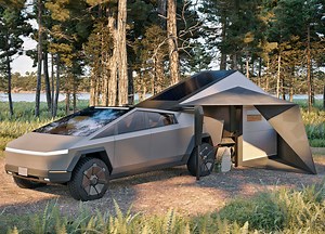 FORM Camper for the Tesla Cybertruck Turns the Pickup Truck Into a Solar Micro Home, Complete with Portable Toilet