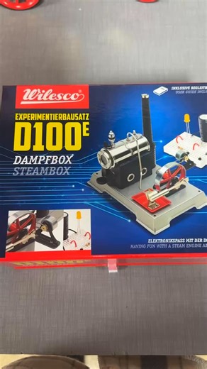 The D100E is the first experimental kit by Wilesco. The kit of a steam engine (Wilesco D5 Kit) with dynamo and electronic components are combined for a one of a kind experimental and learning unit. Check this out at ministeam.com #ministeam #uniquegifts #collection #christmasgifts #hobby #electronic #learntgroughplay #stem #stemeducation #stemlearning #diy | MiniSteam