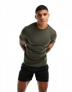 ASOS 4505 icon muscle fit training t-shirt with quick dry in khaki  | ASOS