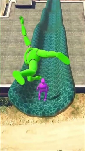 GTA V Ragdoll Water Slide CHAOS #shorts #stunt #physics
