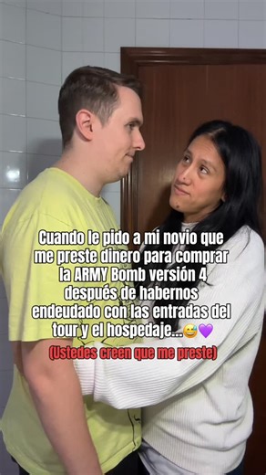 Mary Jane💜 on Instagram: "Cuando le pido a mi novio dinero para comprar la ARMY Bomb versión 4 💜✨ después de gastar todo en entradas y hospedaje… 😅 ARMY, ¿creen que me preste o no? 👀 #B#BTSA#ARMY방#방탄소년단B#BTS_WORLDTOURBTS_Official_Lightstick_Ver4"