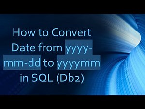 How to Convert Date from yyyy-mm-dd to yyyymm in SQL (Db2)