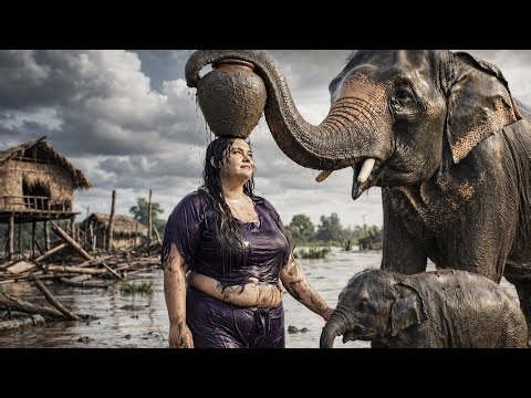“Life Millions of Years Ago: A Brave Prehistoric Girl Saves a Trapped Elephant”