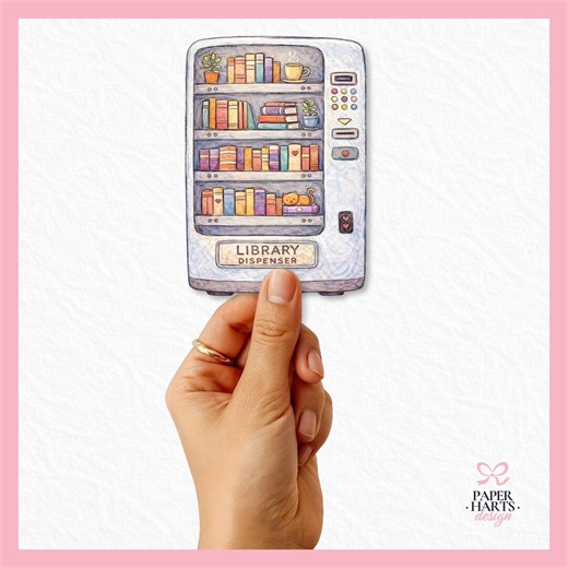 Library Dispenser Sticker | Book Lover Sticker | Cozy Reader Aesthetic | Bookish Gift | Cute Reading Vending Machine - Etsy
