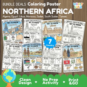 Northern Africa Coloring Posters Bundle - Get to Know Africa Geography Activity