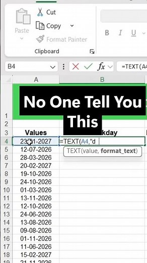 Excel Trick No One Told You 😳 | Get Weekday from Date in 5 Seconds #excel #exceltips