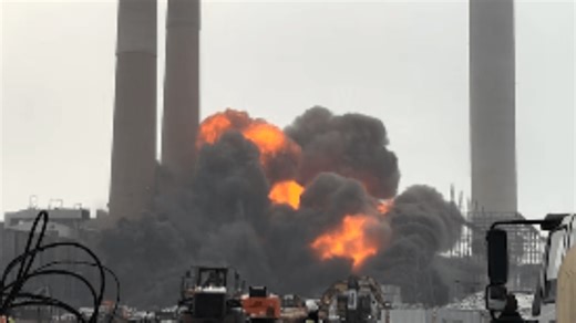 Implosion brings down part of former Sammis Power Plant in Ohio