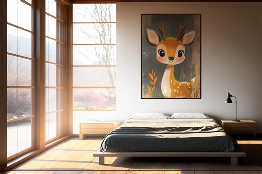 Cute Fawn Deer Poster | Nursery Woodland Decor | Big Eyes Antlers | Whimsical Animal Photo | Shipped Physical Art - Etsy